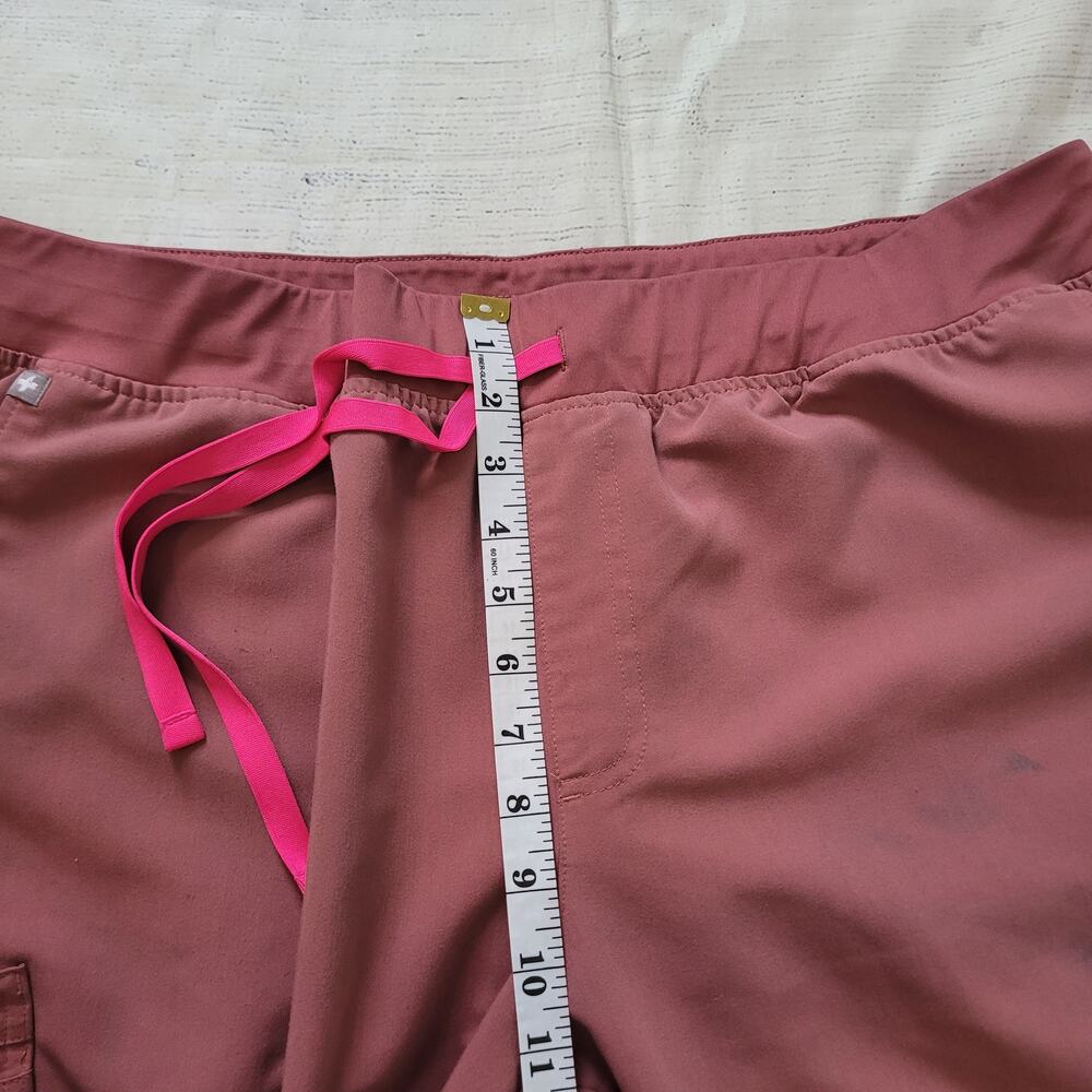 Figs Women's Joggers in Burgundy with Pink Drawstring - Picture 4 of 6